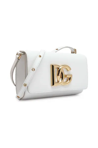 шкіряна сумка-месенджер Dolce & Gabbana білий