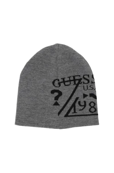 Dwustronna wełniana czapka GUESS gray
