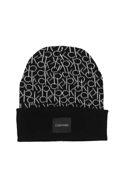 Dwustronny szal + czapka Calvin Klein czarny