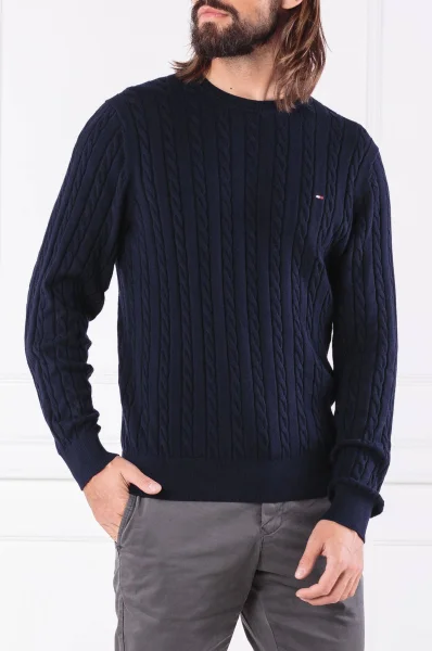 Sweter CLASSIC COTTON BLEND | Regular Fit | z dodatkiem wełny Tommy Hilfiger granatowy