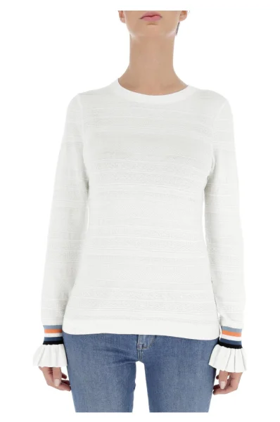 Sweater Waketta | Slim Fit | z dodatkiem jedwabiu BOSS ORANGE cream