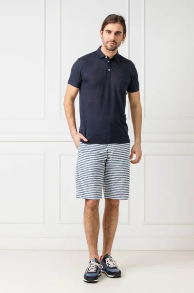 Linen polo | Shaped fit Marc O' Polo navy blue
