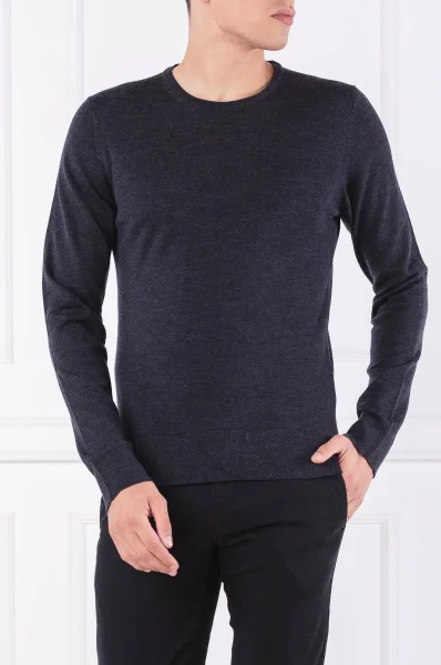 Wełniany sweter SUPERIOR | Regular Fit Calvin Klein grafitowy