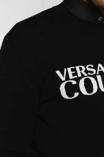 Sweter | Regular Fit | z dodatkiem wełny Versace Jeans Couture czarny