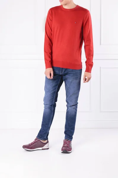 Sweter CLASSIC COTTON CNECK | Regular Fit Tommy Hilfiger czerwony