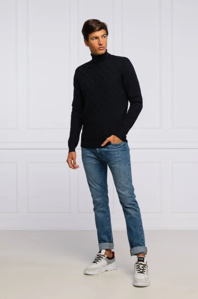 Wool turtleneck | Regular Fit Karl Lagerfeld navy blue