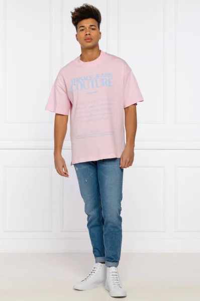 T-shirt T.MOUSE | Oversize fit Versace Jeans Couture pudrowy róż