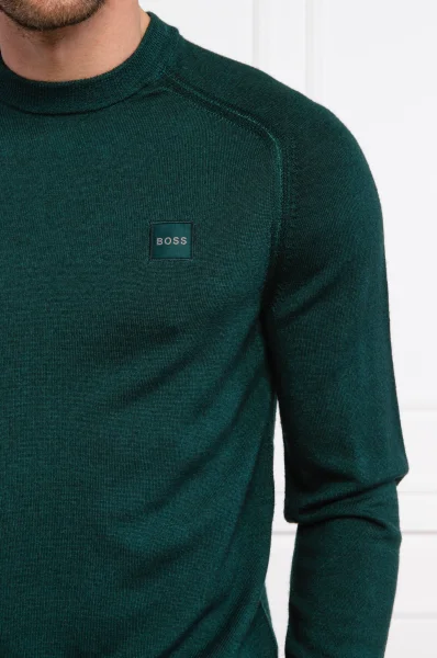 Wełniany sweter ANSERLOT | Regular Fit BOSS ORANGE butelkowa zieleń