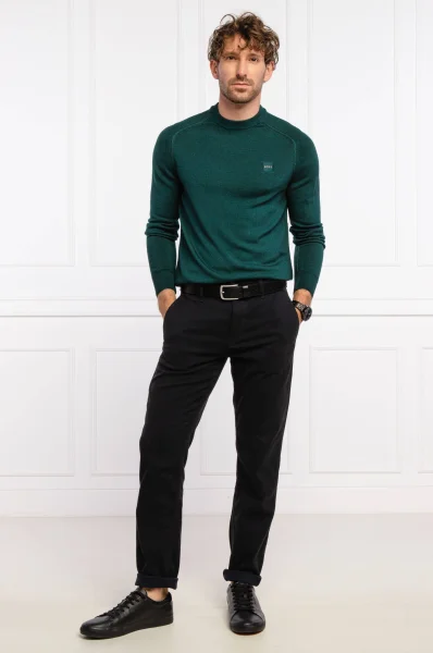 бавовняний светр anserlot | regular fit BOSS ORANGE темно-зелений