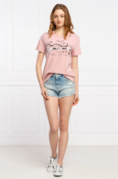 T-shirt PHOTO ROSE ENTRY | Regular Fit Superdry pudrowy róż