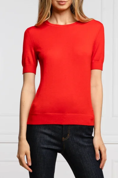 Kaszmirowy sweter IBERIA | Regular Fit TORY BURCH czerwony