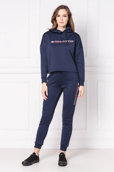 Bluza Cropped Vertical Logo | Regular Fit Tommy Sport granatowy