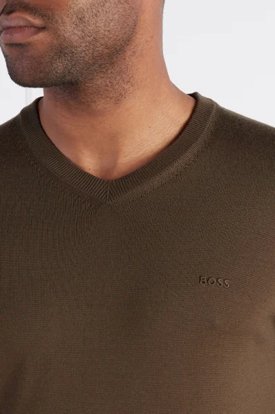 Wełniany sweter Baram-L | Regular Fit BOSS BLACK khaki