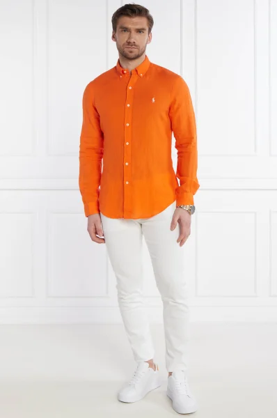 Lniana koszula | Slim Fit POLO RALPH LAUREN pomarańczowy