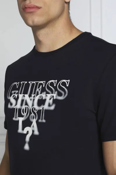 T-shirt BLURRY | Slim Fit GUESS granatowy