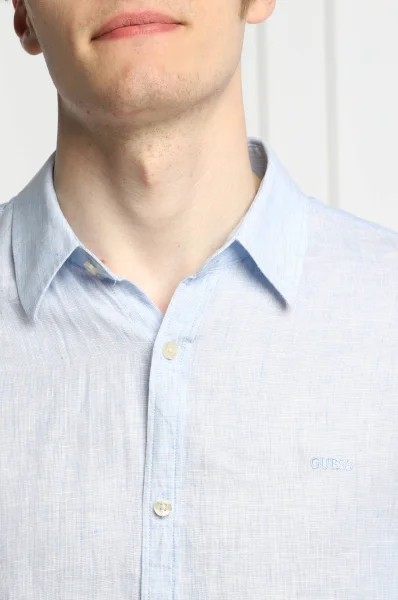 Lniana koszula COLLINS | Regular Fit GUESS niebieski