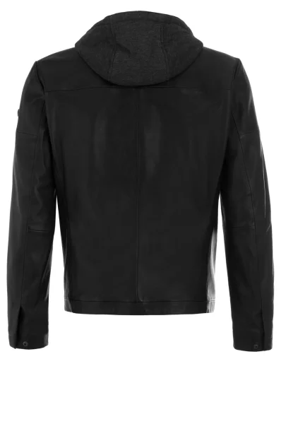 Leather jacket Jylion BOSS GREEN black