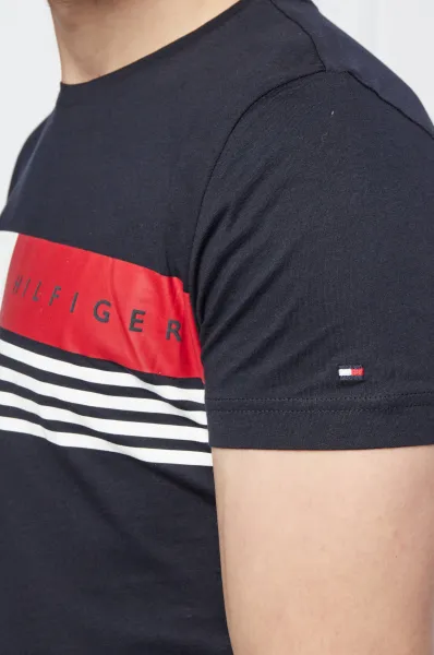 Lacoste chest on sale stripe t shirt