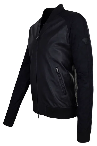 Leather jacket Emporio Armani navy blue