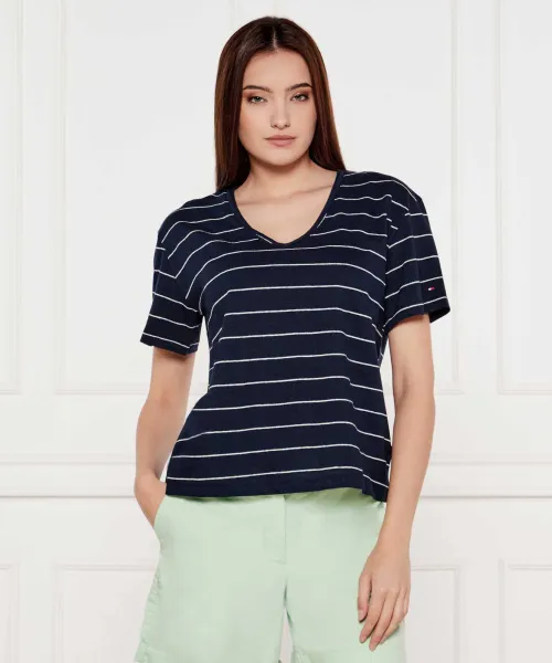 T-shirt Tommy Hilfiger | Navy blue Loose fit with addition of linen WW0WW44551