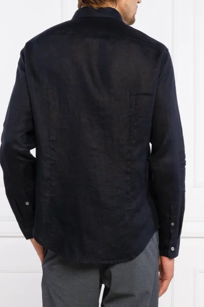 Linen shirt | Regular Fit Emporio Armani navy blue