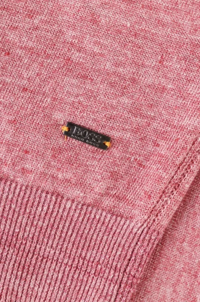 Lniany sweter Kwasirol BOSS ORANGE różowy
