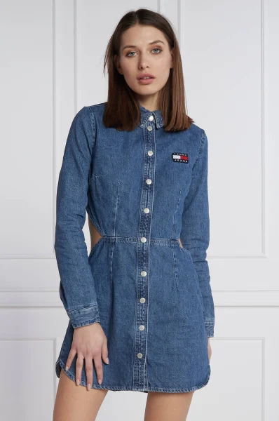 Dress CUT OUT FITTED | denim Tommy Jeans navy blue