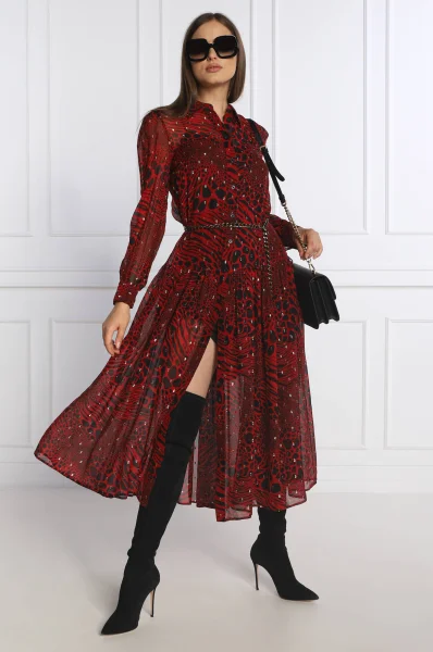 Dress with belt | with addition of silk Michael Kors red