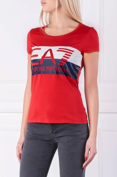 T-shirt | Slim Fit EA7 czerwony