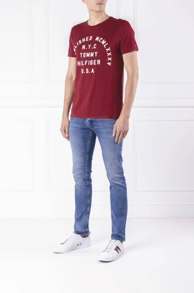 T-shirt STAMP LOGO TEE | Regular Fit Tommy Hilfiger czerwony