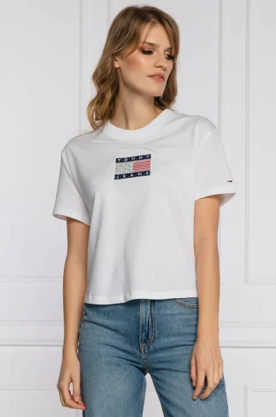 футболка tjw star americana flag | cropped fit Tommy Jeans білий