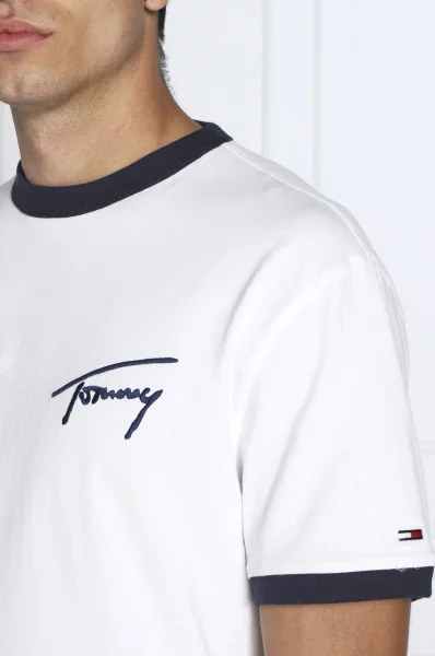 T-shirt SIGNATURE RINGER | Regular Fit Tommy Jeans biały