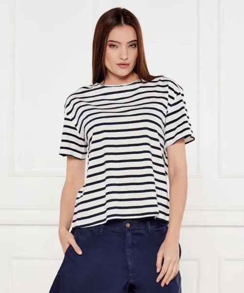T-shirt Tommy Hilfiger | White Loose fit with addition of linen WW0WW44553