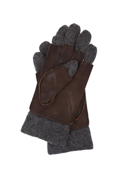 Leather gloves BOSS ORANGE brown