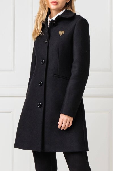 Wool Coat With Addition Of Cashmere, Love Moschino Red Shirt Hem Trench Coat