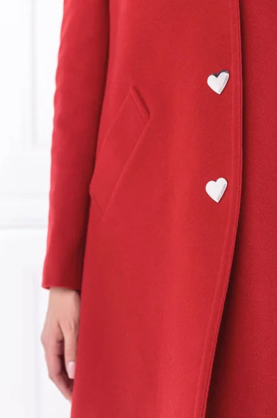 Wełniany płaszcz Love Moschino czerwony