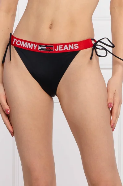 Tommy Hilfiger logo side tie cheeky bikini bottom in navy blue