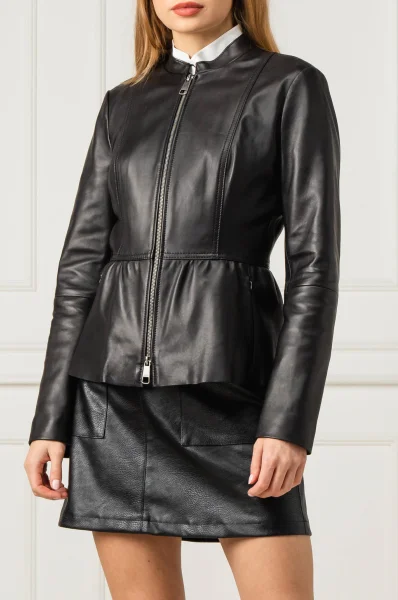 Leather jacket Sateur | Regular Fit BOSS BLACK black