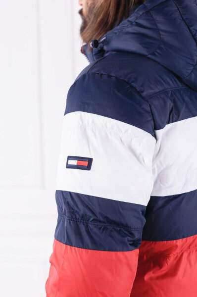 tommy jeans rugby stripe puffa jacket