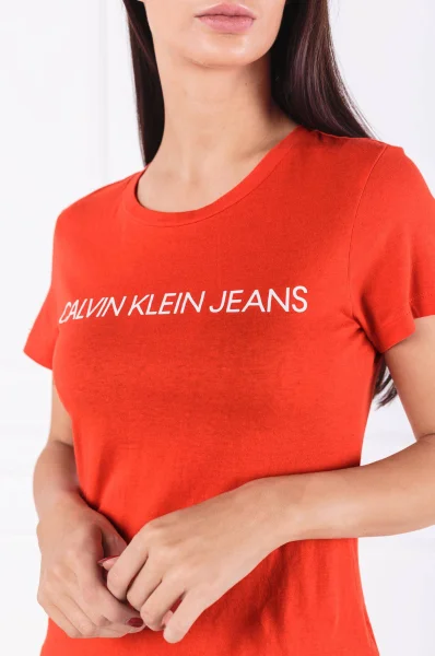 T-shirt INSTITUTIONAL LOGO | Regular Fit CALVIN KLEIN JEANS pomarańczowy