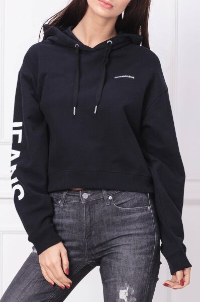 calvin klein cropped institutional hoodie