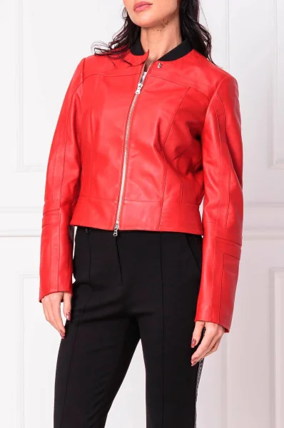 шкіряна куртка lilika | regular fit HUGO червоний