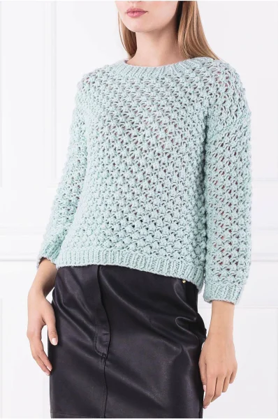 Wełniany sweter | Regular Fit Elisabetta Franchi miętowy