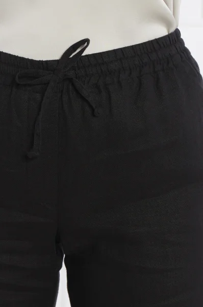 Lniane spodnie Hoys string | Straight fit Samsøe Samsøe czarny
