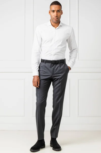 Wool trousers Spodnie Gibson | Slim Fit BOSS BLACK charcoal