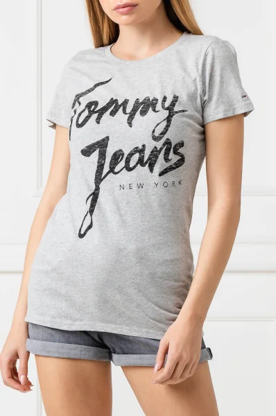 T-shirt Script | Slim Fit Tommy Jeans szary