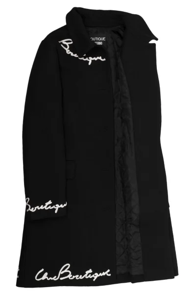 Wełniany płaszcz Boutique Moschino czarny
