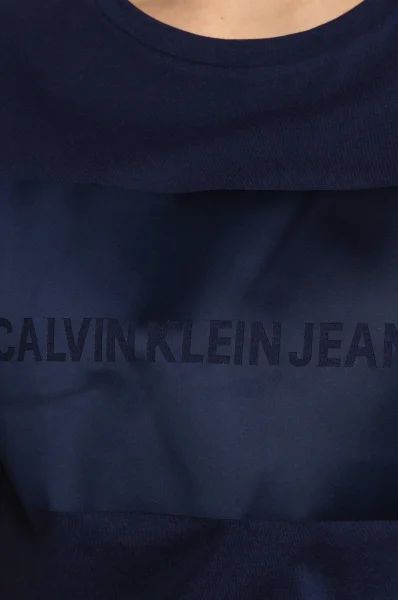 T-shirt INSTITUTIONAL SATIN | Regular Fit CALVIN KLEIN JEANS granatowy