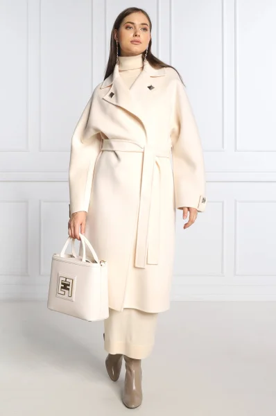 бавовняний пальто Elisabetta Franchi кремовий