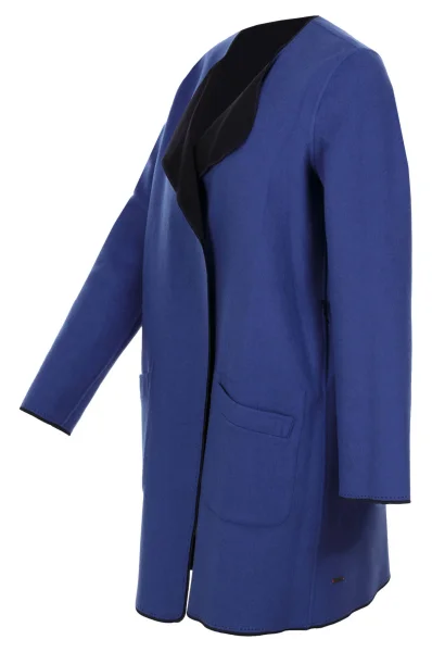 Dwustronny wełniany płaszcz Origa2 BOSS ORANGE niebieski
